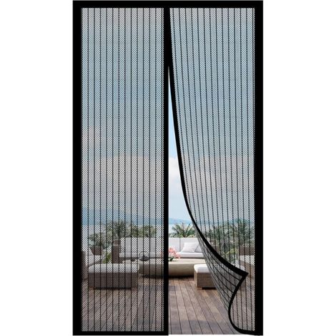 Moustiquaire Magnétique Porte 100 x 230 cm, Noire, Fermeture Automatique, Installation Facile et Réutilisable (1/4)