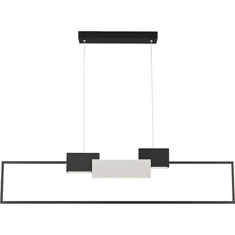 TRADE SHOP - Lampadario A Sospensione Led 36w Rettangolare Con Telecomando Design Moderno Nero 71585 -