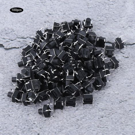 Lot de 100 interrupteurs tactiles momentanés miniatures 6x6x7mm pour montage électronique, boutons poussoirs à souder pour circuits imprimés et bricolage (1/5)