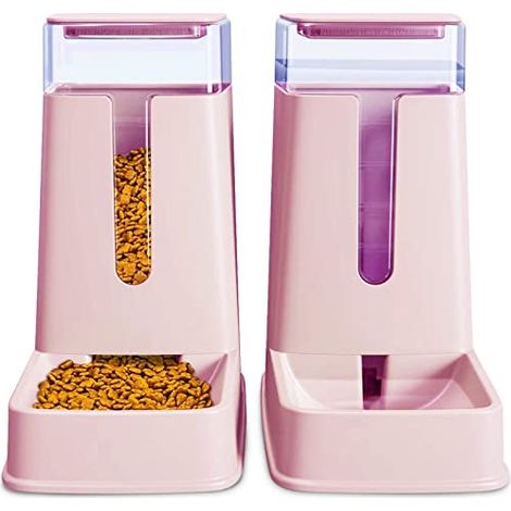 Lot de 2 distributeurs automatiques de Nourriture et d'eau pour Chat de Petite, Moyenne et Grande Taille, pour Chats, Chiens, Chiots, Chatons, 3,8 l x 2 (1/5)