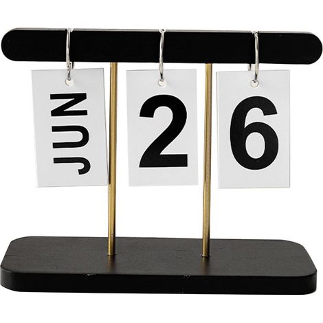 Calendrier de bureau rabattable sur pied, moderne, réutilisable, en bois, pour le bureau et la maison, noir (1/5)