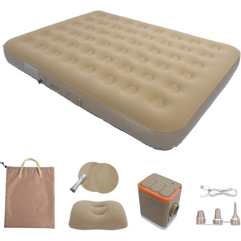 Matelas Gonflable Camping 2 Places avec Pompe Intégrée et LED — Lit d’Air Portable pour Randonnée et Plage
