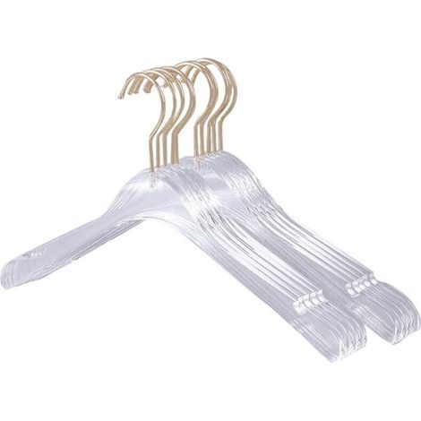 Lot de 10 cintres transparents en cristal acrylique avec encoches pour chemises et robes de luxe