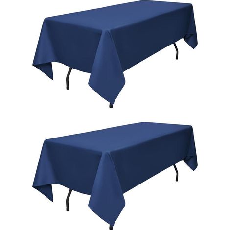 Lot de 2 nappes bleu marine 153x260cm Polyester pour table de salle à manger et banquet