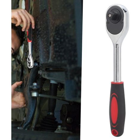 Clé à douille 1/2 pouce 24 dents, outil de serrage rouge et noir pour réparations électriques (1/5)