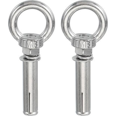 M8x60mm Boulon À Œil Pour Béton, 2 Pcs 304 Acier Inoxydable Boulons D’Expansion À Anneau De Levage Ancres Vis Pour Mur En Béton Briques Maçonnerie, Argent (1/5)