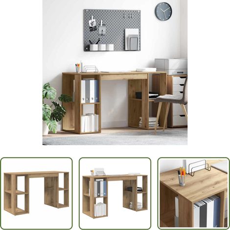 vidaXL Bureau avec rangement - Bureau Chêne artisanal 130 x 50.5 x 75 cm Bois d'ingénierie (1/5)