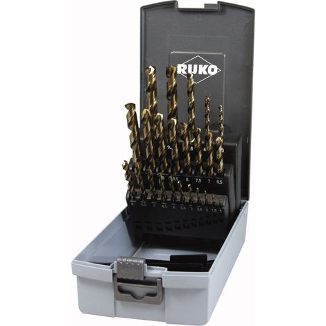 RUKO Coffret de forets hélicoïdaux DIN 338 Type VA, HSSE-Co 5 en cassette plastique - 24 pièces - 215216RO