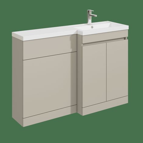 Balterley Tean 1200mm Floor Standing Compact Unit with Right Hand Polymarble Basin - Pebble Grey