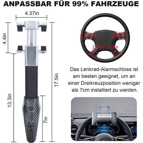 Dispositivo antifurto per auto con allarme da 120 dB, bloccasterzo ad alta sicurezza, robusto e deterrente, facile da usare, blocco antifurto universale per auto e camper - ALTRO (1/3)