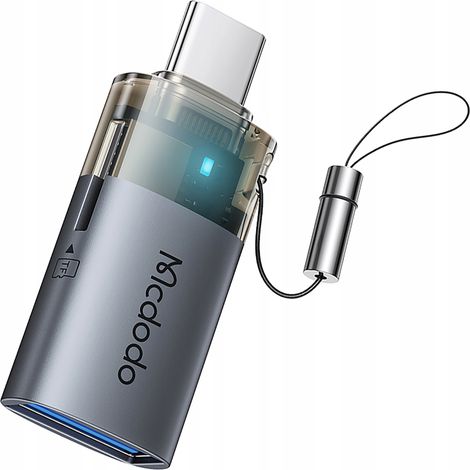 Adaptateur MCDODO USB-A vers USB-C, lecteur de carte TF 512 Go, OTG, LED (1/5)