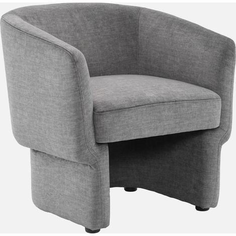 Sillón de tela con respaldo y base redondeada