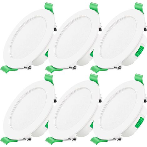 Dimmable Recessed LED Spotlight 230V 7W Waterproof IP44 Adjustable Recessed Ceiling Light for Bathroom, Living Room, Pack of 6, Round, [Energy Class D]