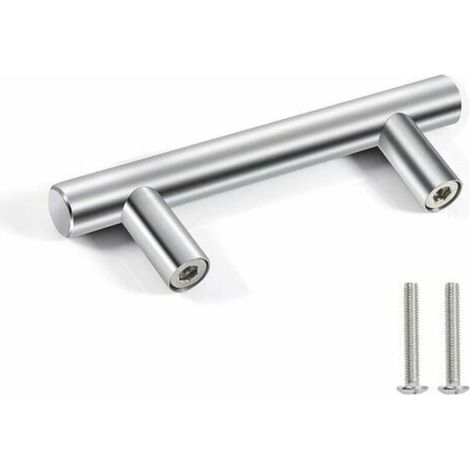 10 Türgriffe aus Edelstahl – Möbel- und Schrankgriffe mit Schrauben – Silber, 64 mm Lochabstand