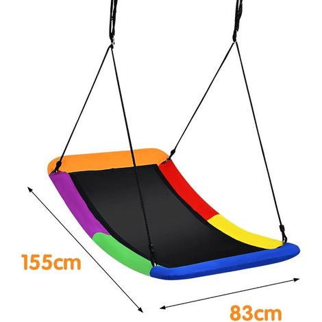 Jardin, parc ou aire de jeux : balançoire pour enfants 83 x 155 cm, design incurvé coloré et portable (1/5)