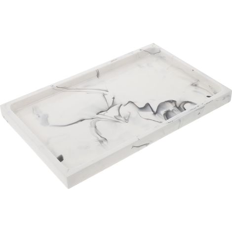 Plateau de Salle de Bain Design Moderne Blanc Multifonction en Résine pour Organiser Cosmétiques et Bijoux Surface Facile à Nettoyer la Maison'-'-