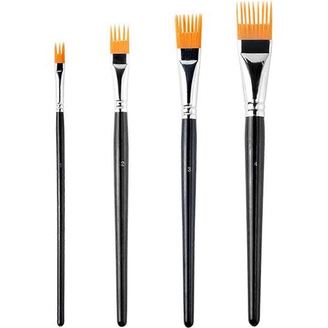 Ensemble de 4 pinceaux pour aquarelle et peinture à l'huile. 4 pinceaux synthétiques professionnels pour artistes, étudiants, débutants et gouache. (1/4)