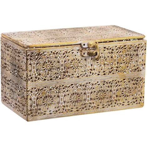 Caja de metal marrón 20.5x12.5x11.5h cm