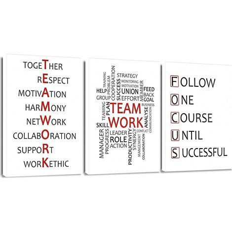 3-teiliges Leinwandbild Teamwork Motiv 30x40cm auf Holzrahmen aufgespannt (1/5)