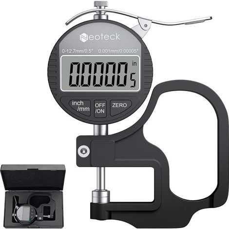 0-12.7mm/0.001mm Jauge d'Épaisseur Numérique Micromètre Digital LCD Électronique Appareil Portable Mesure Haute Précision en mm/inch pour Atelier et Laboratoire - Noir (1/5)