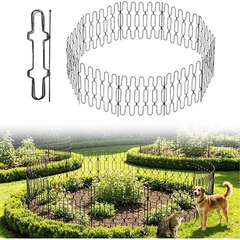 Clôture de Jardin Pliable pour l'Extérieur, Panneaux Métalliques Anti-Animaux sans Creusage, Bordures Décoratives pour Parterres, Massifs et Allées de Jardin (60CM(H)×4.6M(L) 10 Panels)