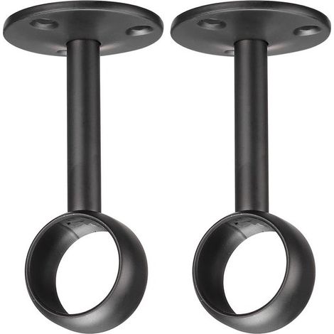 pièces - Support de tringle à rideau - Supports d'armoire - Support de tringle à rideau - Crochets décoratifs pour tringle - Acier inoxydable - 32 mm - Noir - Pour suspendre une tringle à rideau (1/5)