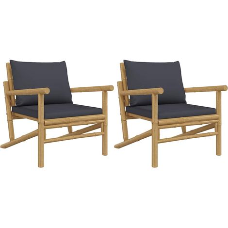 Maison Exclusive - Sedie da Giardino 2 pz con Cuscini Grigio Scuro in Bambù (1/5)