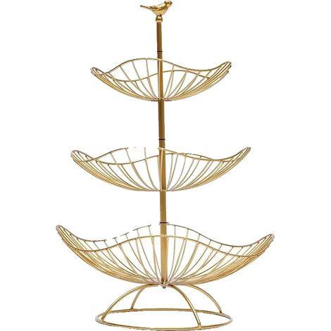 Obststand, 3-stufiges Design, elegante Metallkonstruktion, Gold (1/2)
