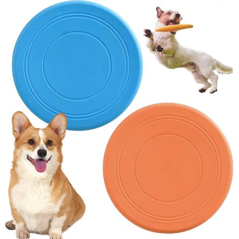 Disque volant pour chiens, 18 cm (7 pouces), jouet pour chiots, stimulation rapide, jouet interactif pour chiens de petite et moyenne taille, léger, résistant et imperméable, flotte à la surface.