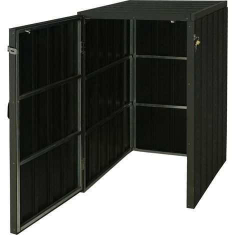 Copribidone box spazzatura rifiuti HHG-025 Premium XL 105x80x117cm acciaio WPC antracite