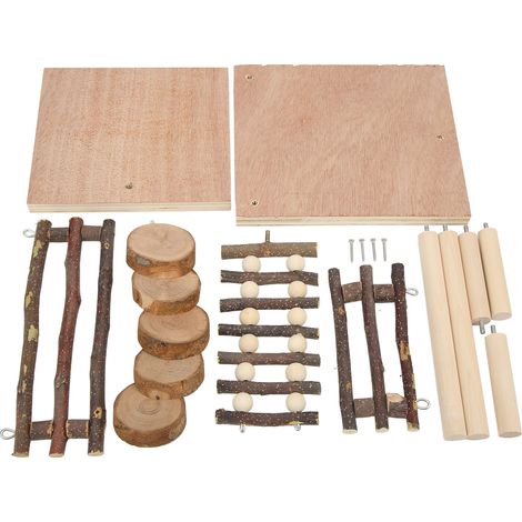 Plate-forme d'escalade pour Hamster, 2 couches polyvalentes en bois pour petits animaux de compagnie syriens (1/5)