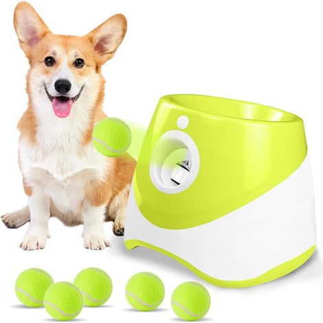 Lanciapalline automatico - Piccolo lanciatore interattivo per cani con 6 mini palline da tennis (verde chiaro) (1/5)