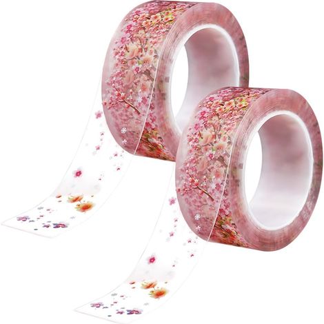 Lot de 2 rouleaux de bande d'étanchéité autocollante transparente en PVC étanche - Motif fleur de pêche - Pour évier de cuisine, coin, salle de bain, baignoire et WC (1/5)