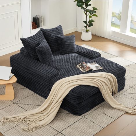 fauteuil salon relax méridienne 137 cm gris OKMYHOME (1/5)