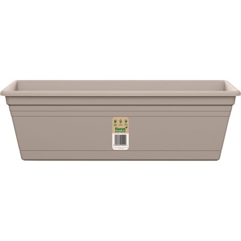 AUGE BALCON MÉDITERRANÉE 50CM JARDINIÈRE TAUPE CHAUD AVEC SOUCOUPE INTÉGRÉE