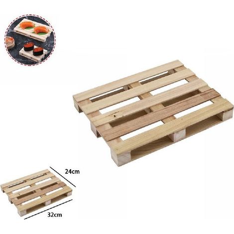Trade Shop - Mini Bandeja De Paleta De Madera De Paleta Alimenticio De Finger Buffet 32 X 24 Cm 74035a -