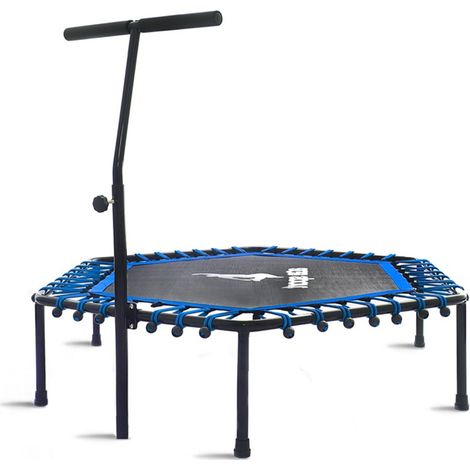 Aga FITNESS Trampoline 130 cm Bleu + barre (1/5)