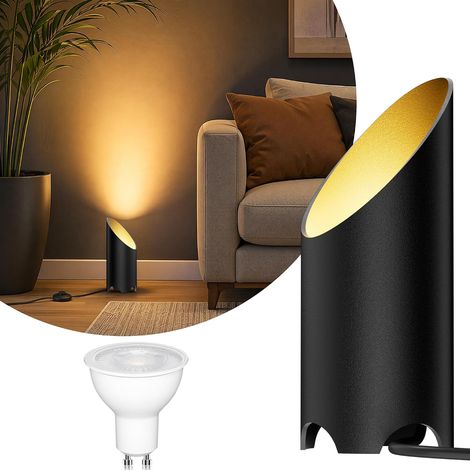 Spot LED sol encastrable intérieur 3000K 7W GU10 noir, interrupteur pied, éclairage indirect (1/5)