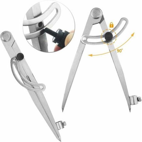 Compas Menuisier 20 cm, Compas Professionnel Acier Carbone, Grand Diamètre pour Cercles de Dessin, Menuiserie, Cuir. (1/4)