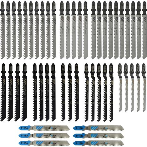 52 Piece Jigsaw Blade, 10 Models High Carbon Steel Jigsaw Blades, Jigsaw Accessories for Jigsaws, Jigsaw Blades Set for Cutting Wood, Plastic and Metal (1/5)