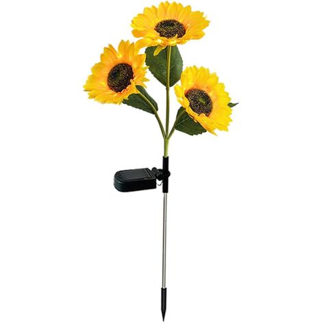 Paquete de 2 luces solares para jardín, luces de girasol simuladas, LED, adecuadas para la decoración de jardines de flores al aire libre, luces decorativas para exteriores (1/5)