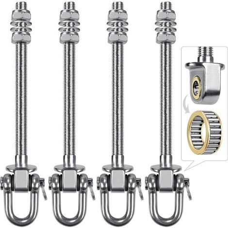 Supports de balançoire robustes en acier inoxydable avec roulements à billes (ensemble de 4), vis M10, capacité de 816 kg pour poutres en bois et en acier, hamac de yoga et balançoire de porche.