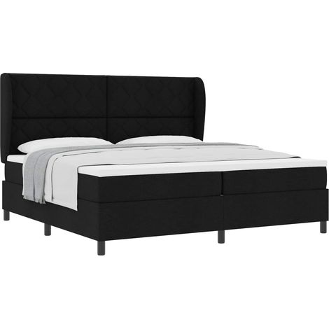 Maison Exclusive - Lit à ressorts avec matelas Noir 200 x 200 cm tissu (1/5)