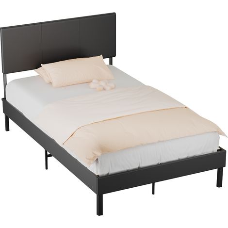 Randaco Bettgestell hohes Kopfteil robustes Bettgestell Maximale Tragfähigkeit 350 kg für Schlafzimmerbett Kunstleder 140x200CM