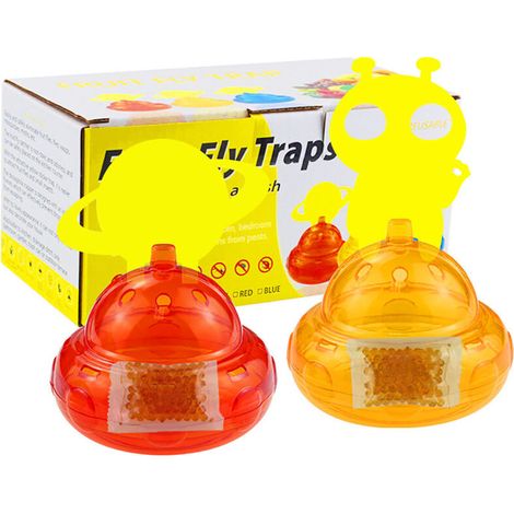 Petit vaisseau spatial en forme de mouche des fruits piège à insectes ménage couleur boîte emballage collant insecte conseil attractif (1/5)
