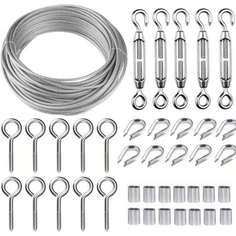 30 m Edelstahlseil – 2 mm ummanteltes Kabel mit M5-Spannern – Feuchtigkeits- und korrosionsbeständig – Zum Trainieren von Kletterpflanzen (1/5)