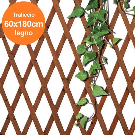 TrAdE Shop Traesio - Traliccio Rete Estensibile In Legno Scuro Per Parete Da Giardino Piante 180x60cm 243050 - (1/4)