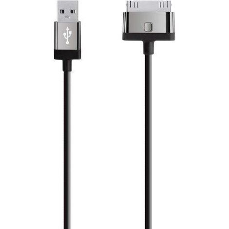 Belkin MIXIT ChargeSync, 2m cable de teléfono móvil Negro USB A Apple 30-pin (1/2)