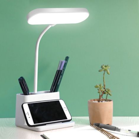 Lampe De Bureau - LED - 5 W - 3 Niveaux Luminosité - Col De Cygne Réglable - Rechargeable USB - 1200 Mah - Pour Enfant Et Adulte - 1 Pièce