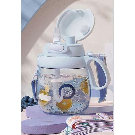 Nouvelle grande tasse d'été en plastique, gobelet isotherme de grande capacité avec paille, 1300 ml, bleue (WZ2134) (1/2)